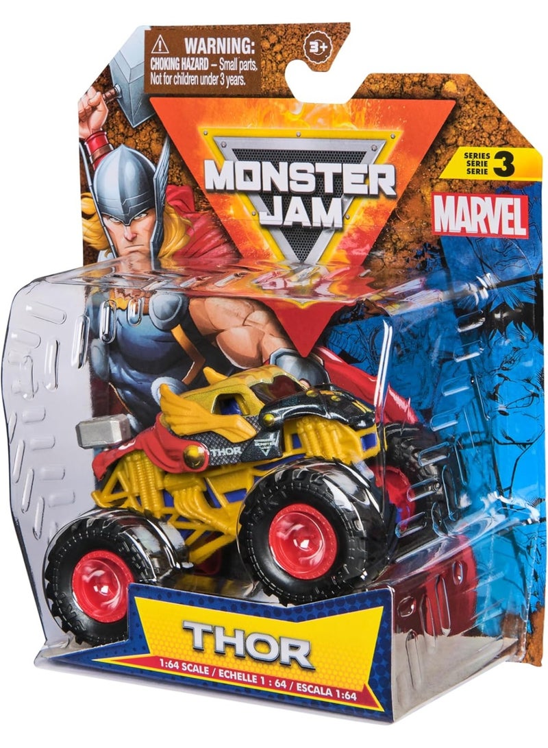 Monster Jam, Marvel Official Thor Monster Truck, Die-Cast Vehicle, 1:64 Scale, Super Hero Kids Toys for Boys Ages 3 and up - Image 1